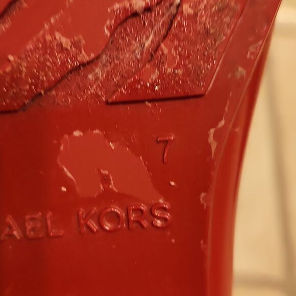 Michael Kors Women's Fulton Harness Red Tall Rubber Riding Boots Size 7 - Picture 10 of 14